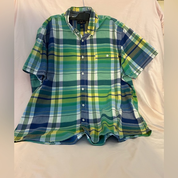 Clubroom men’s plaid shirt, X- large, green blue and white 100% cotton - Picture 7 of 9